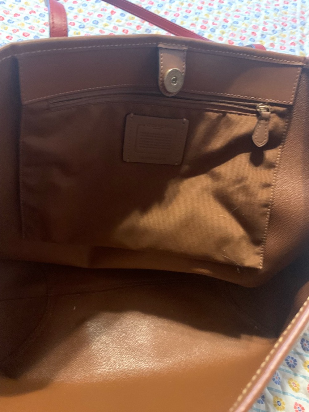 Coach Brown Signature Canvas Rainbow Logo Tote - Picture 5 of 7